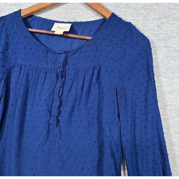 Maeve‎ Womens Blue Textured Swiss Dot Blouse Size US 8  Rayon - Picture 3 of 7